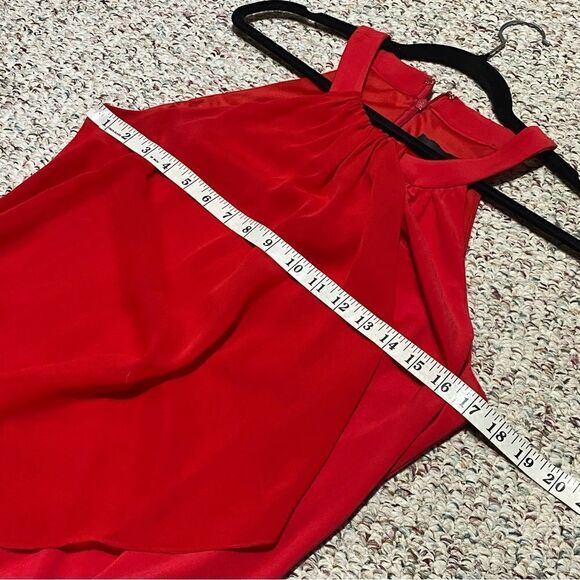 Laura Petites Red Drape Midi Summer Dress Womens Size 12 - Picture 3 of 7